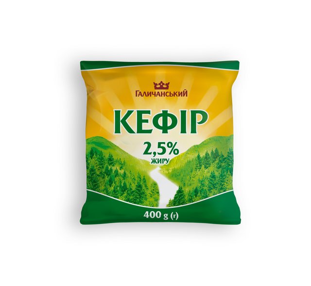 Кефір ГАЛИЧАНСЬКИЙ 2.5, 400г, плівка поліетиленова